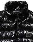 Black Logo Plaque Full Zip Puffer Jacket