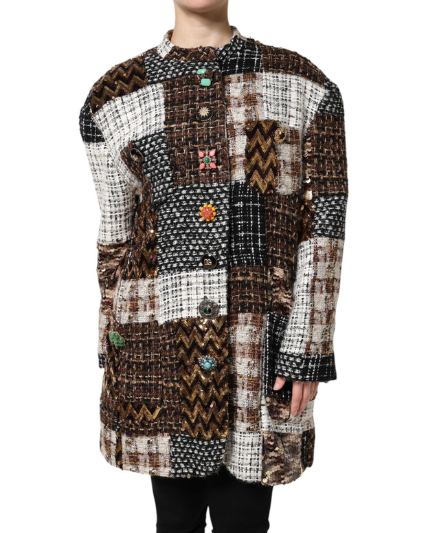 Multicolor Patchwork Button Down Jacket