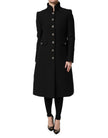 Black Wool Single Breasted Trench Coat Jacket