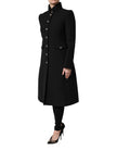 Black Wool Single Breasted Trench Coat Jacket