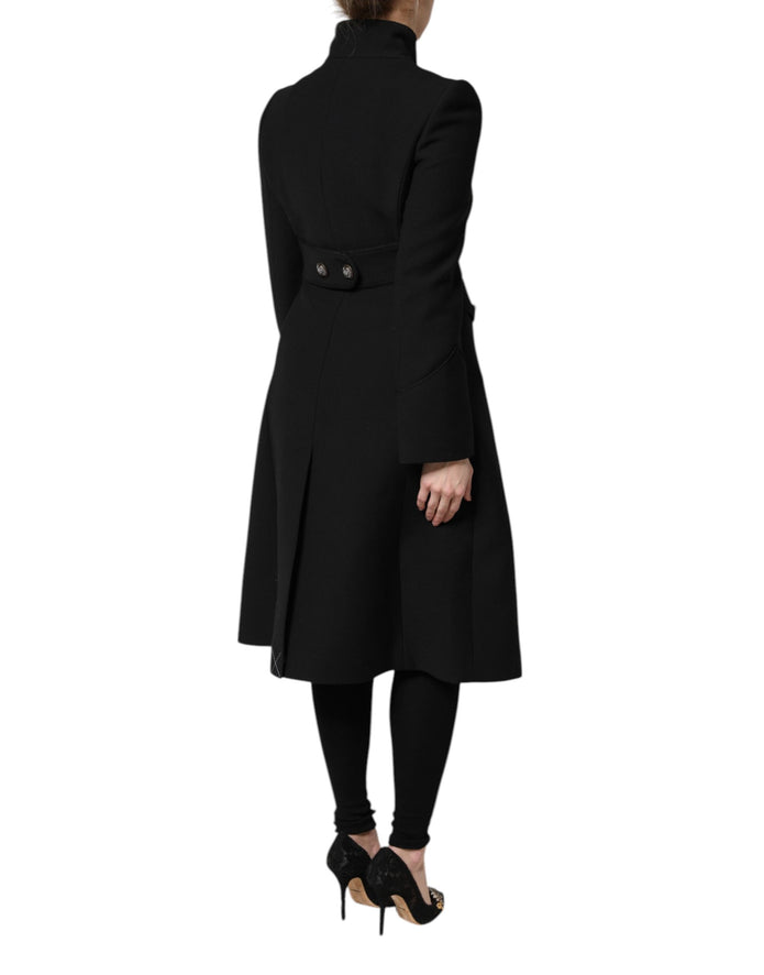 Black Wool Single Breasted Trench Coat Jacket