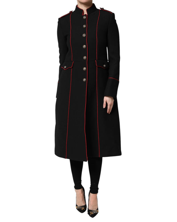 Black Wool Single Breasted Trench Coat Jacket