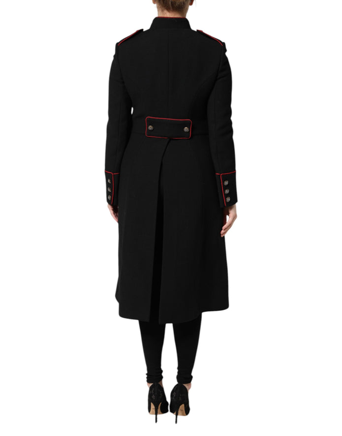 Black Wool Single Breasted Trench Coat Jacket