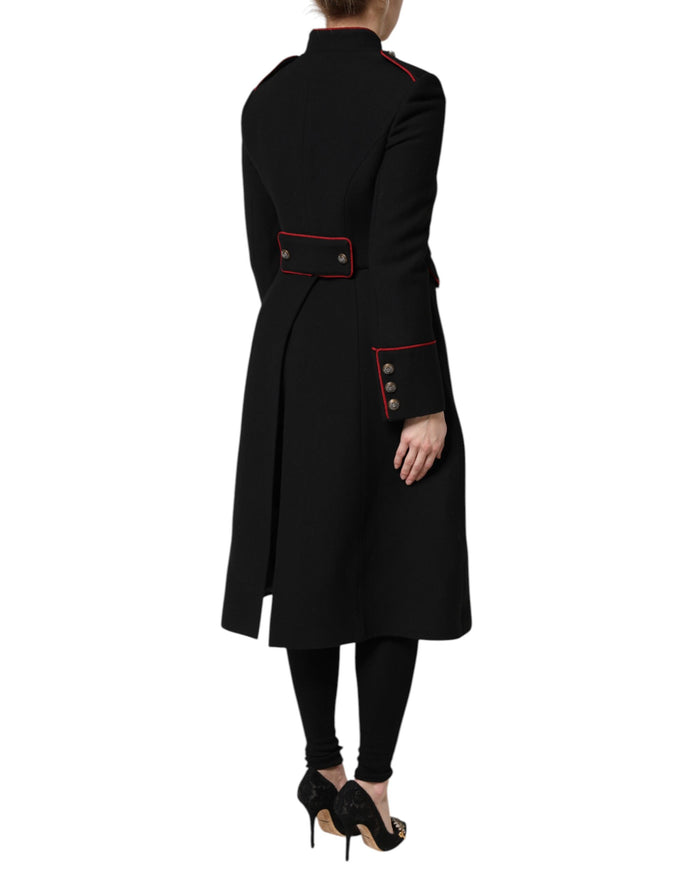 Black Wool Single Breasted Trench Coat Jacket