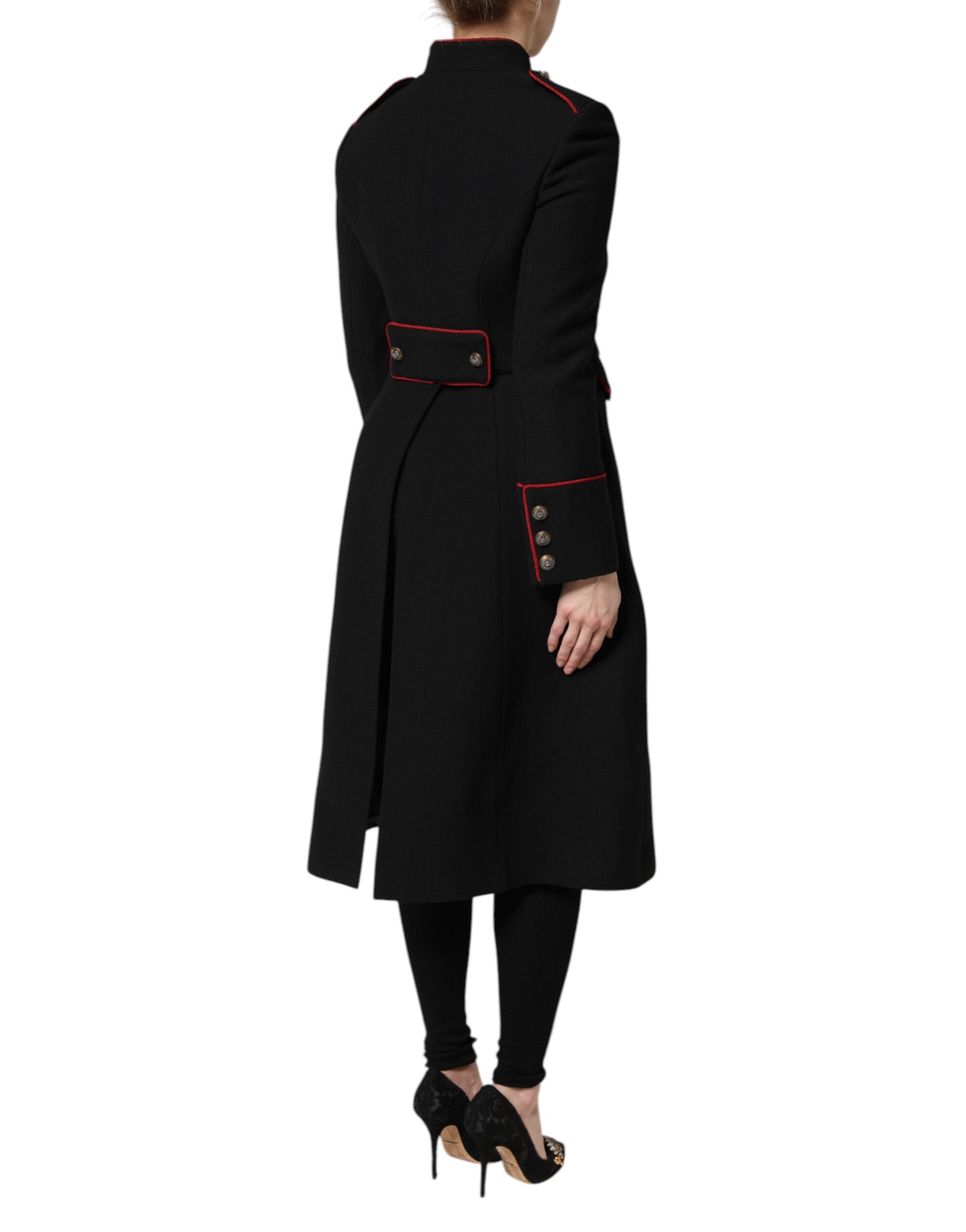 Black Wool Single Breasted Trench Coat Jacket