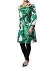 Multicolor Leaf Print Embellished Trenchcoat Jacket