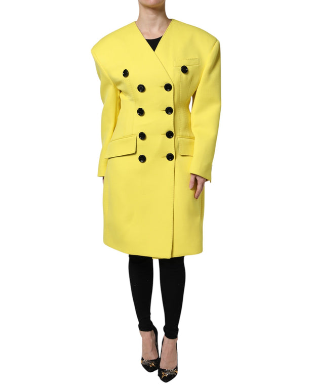 Yellow Double Breasted Trench Coat Jacket