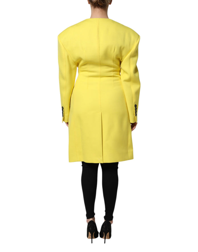 Yellow Double Breasted Trench Coat Jacket