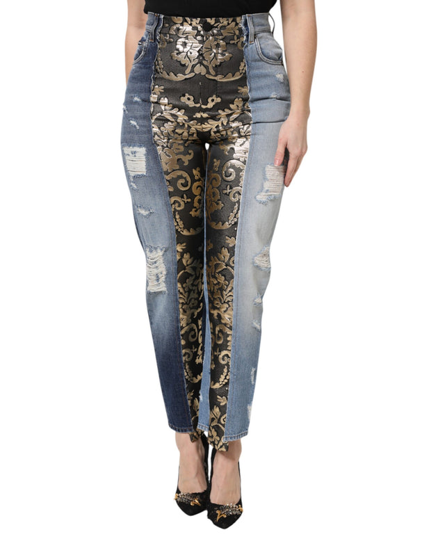 Multicolor Patchwork High Waist Denim Jeans