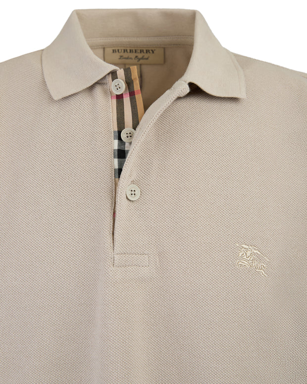 Pale Stone Cotton Collared Polo Shirt