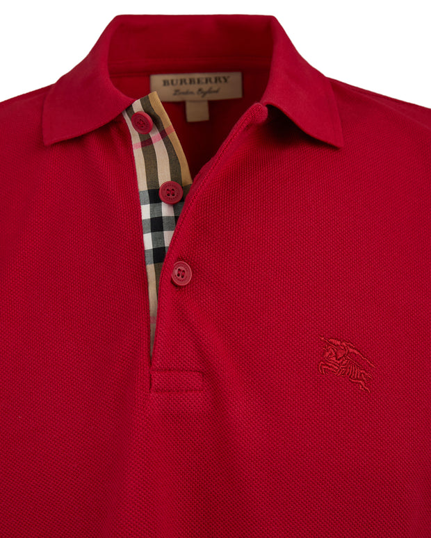 Red Cotton Collared Polo Shirt