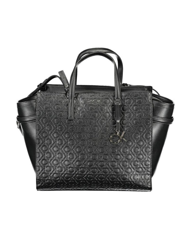 Black Polyester Women Handbag