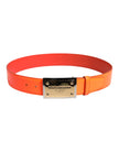 Orange Gold Tone Metal Logo Buckle Belt
