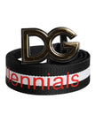 Black Cotton Logo Print DG Buckle Belt