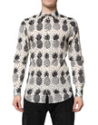 White Pineapple Print Long Sleeve GOLD Shirt