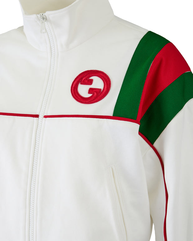 White Polyester Logo Sweatshirt