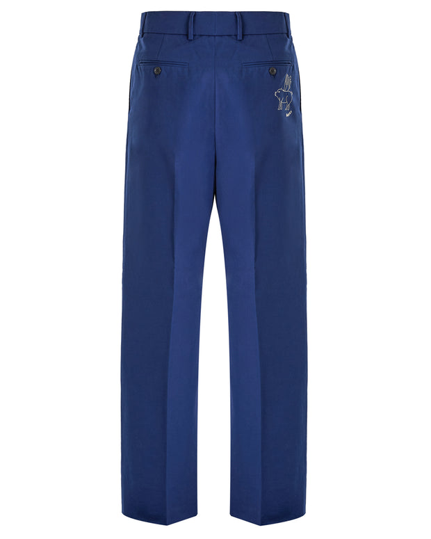 Blue Classic Cotton Pants