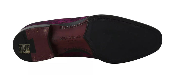 Purple Jacquard Loafers Dress Formal Shoes