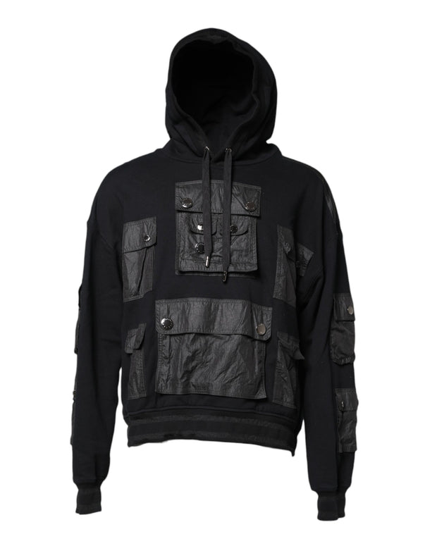 Black Cotton Hooded Sweatshirt Sweater