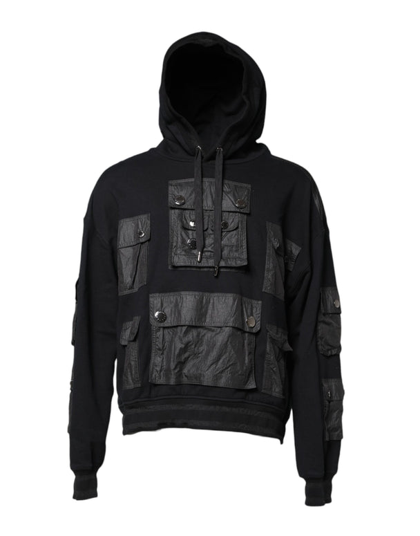 Black Cotton Hooded Sweatshirt Sweater