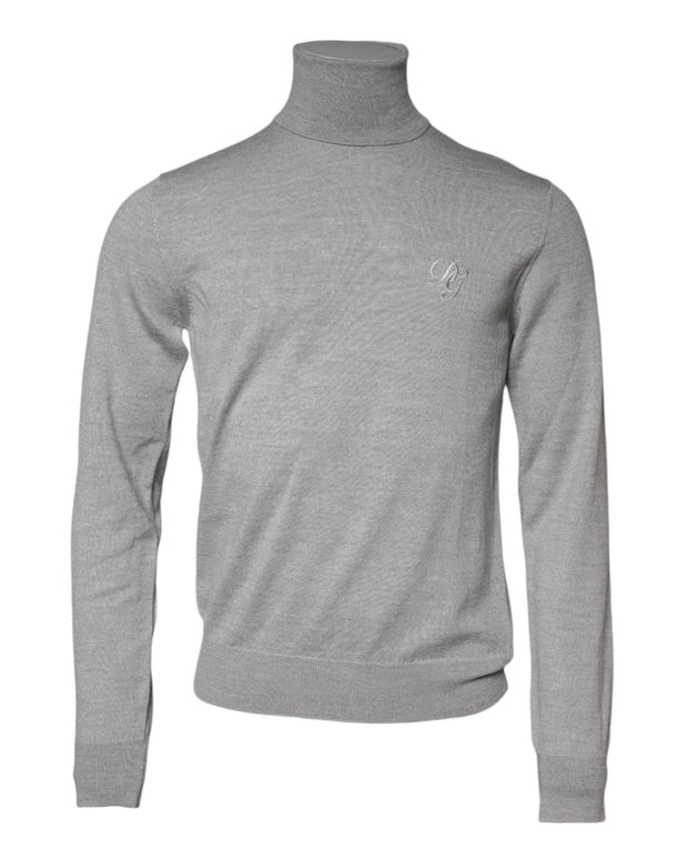Gray Wool Knitted Men Pullover Sweater