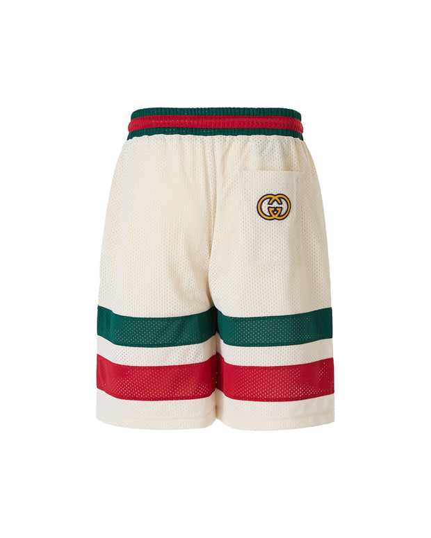 Cream polyester  Logo Shorts