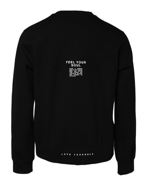 Black Cotton Logo Knitted Pullover Sweater