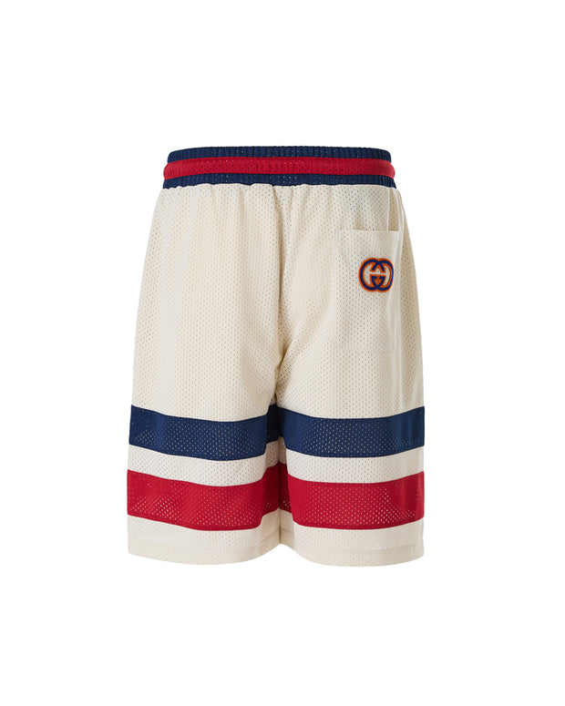 Cream polyester Logo Shorts