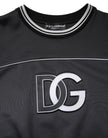 Black Logo Polyester Crew Neck Men Pullover Sweater