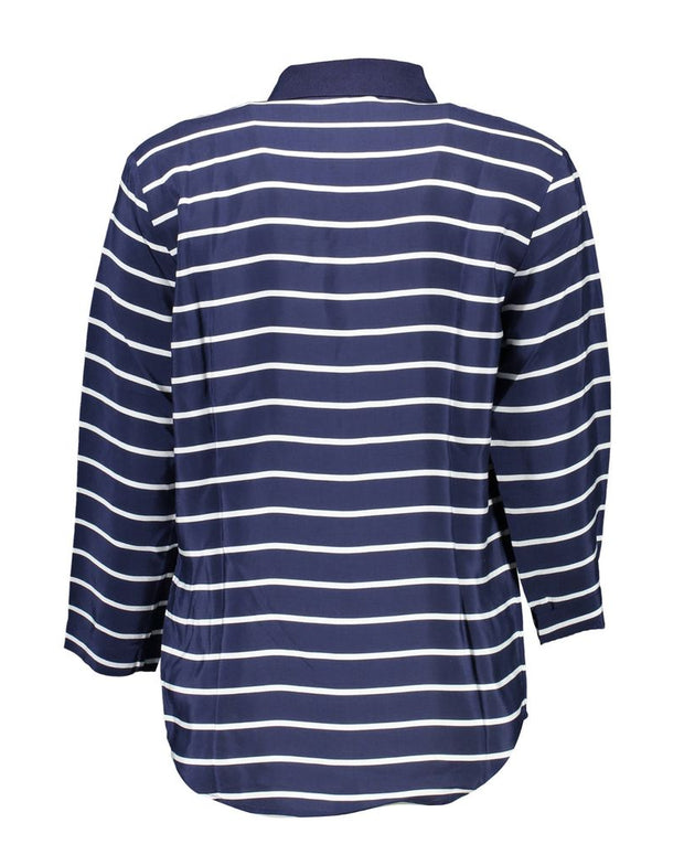 Blue Viscose Women Polo Shirt