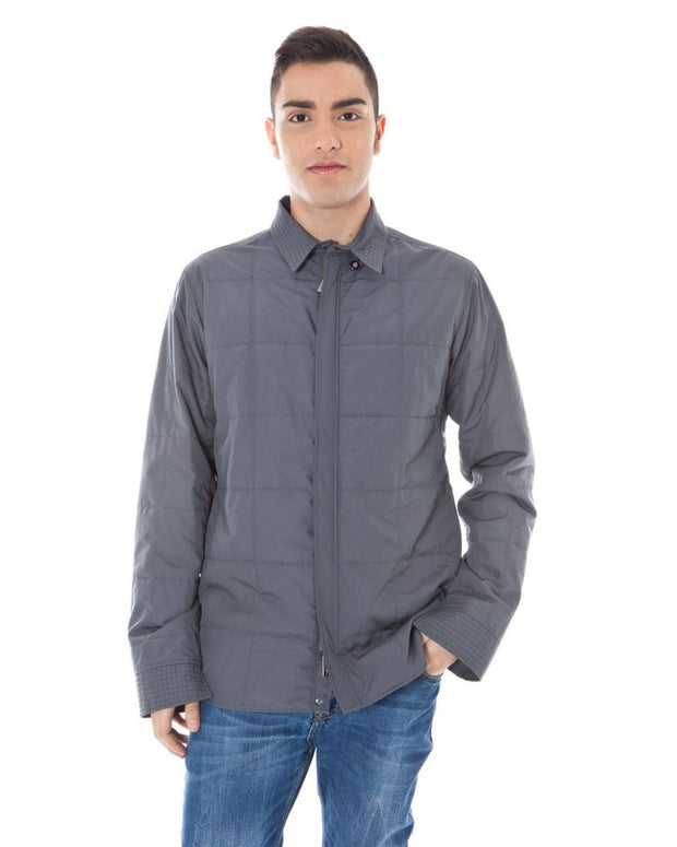Gray Polyester Men Jacket