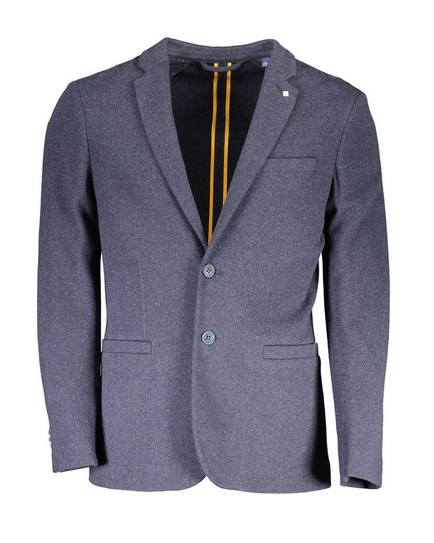 Blue Cotton Men Jacket
