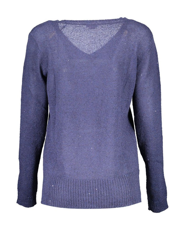 Blue Acrylic Women Sweater
