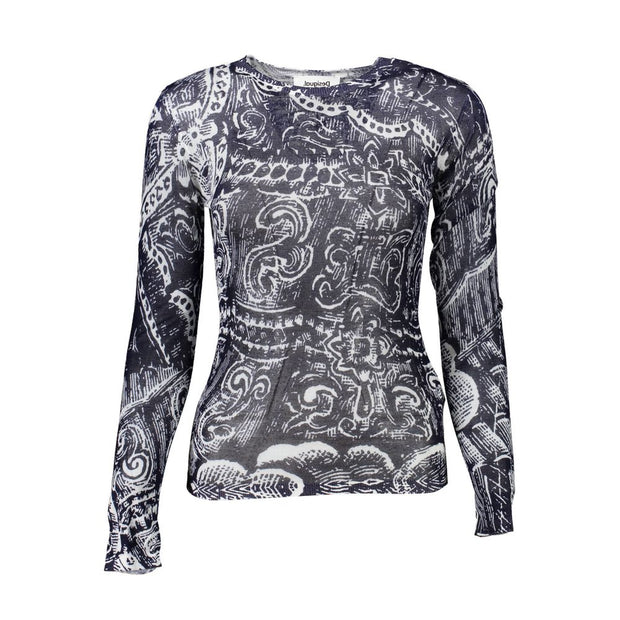 Blue Viscose Women Sweater