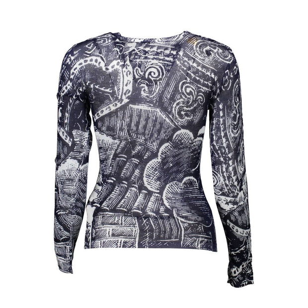 Blue Viscose Women Sweater