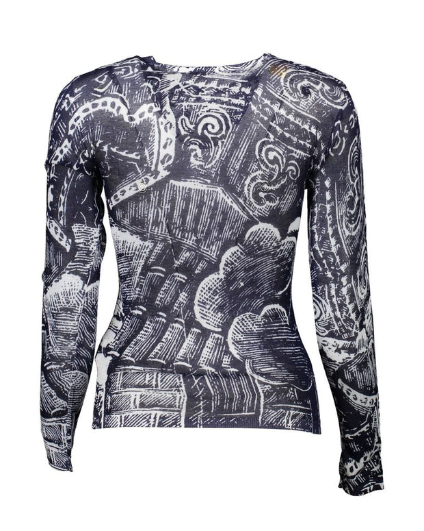 Blue Viscose Women Sweater