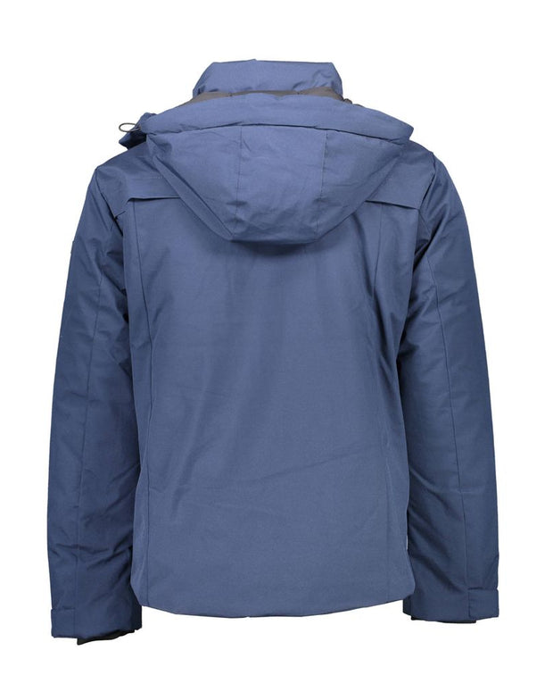 Blue Polyester Men Jacket