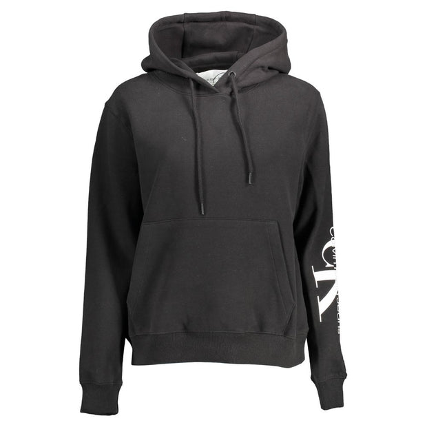 Black Cotton Women Sweatshirt