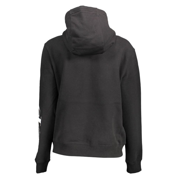 Black Cotton Women Sweatshirt