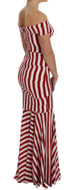 Red White Silk Stretch Dress