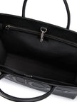 Black Leather Logo Medium Tote Bag