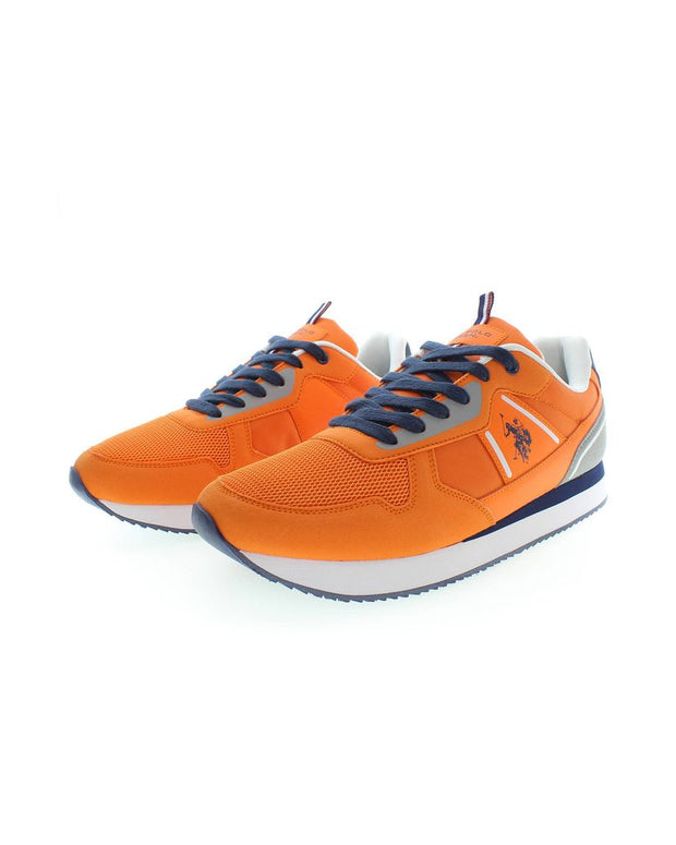 Orange Polyester Men Sneaker