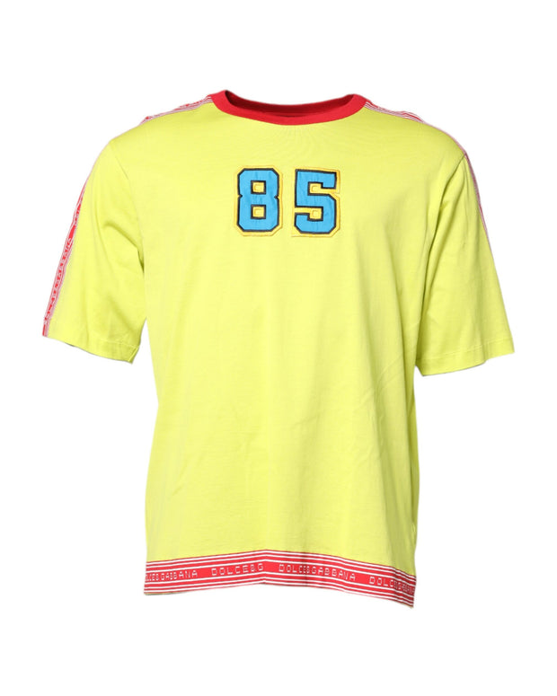 Green Cotton 85 Patch Crew Neck T-shirt
