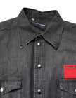 Gray Long Sleeves Button Down Denim Shirt