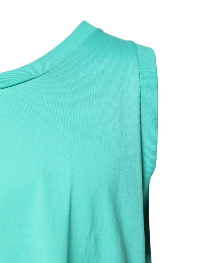 Green Sleeveless Logo Round Neck T-shirt