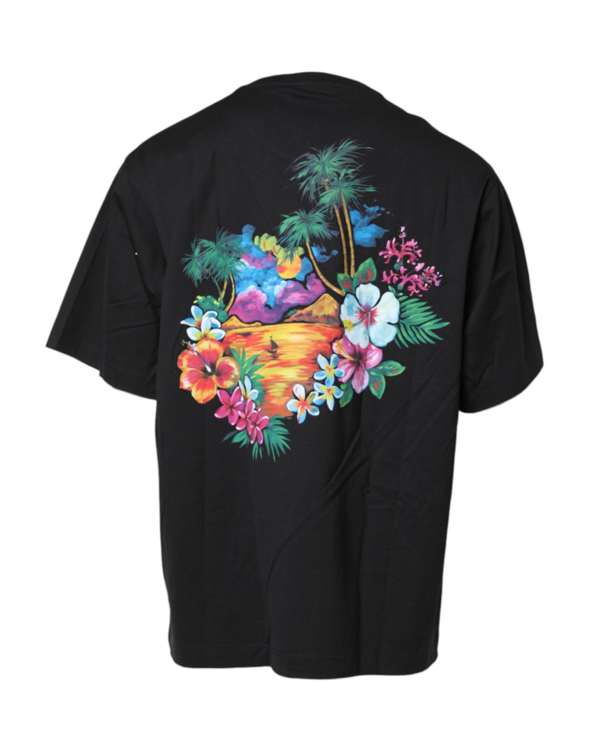 Black DG Floral Print Crew Neck T-shirt
