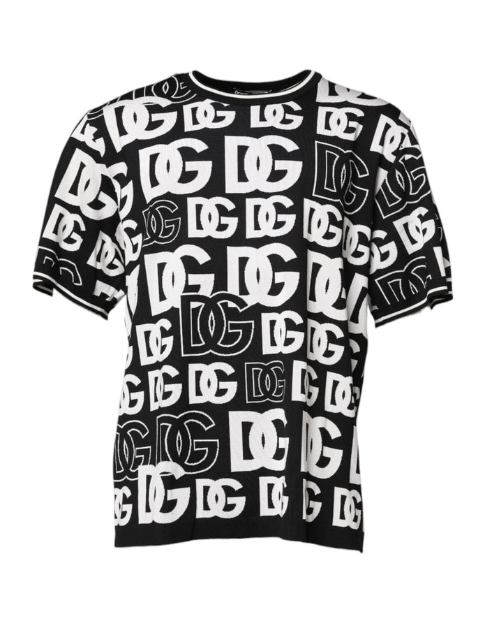 Black White Silk Knit DG Print T-shirt