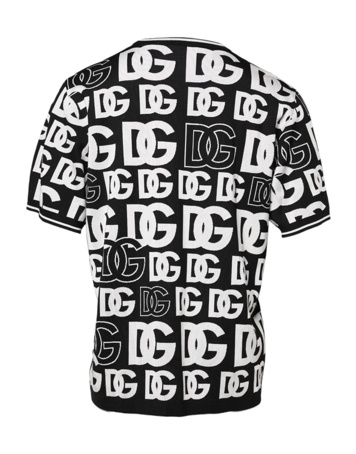 Black White Silk Knit DG Print T-shirt