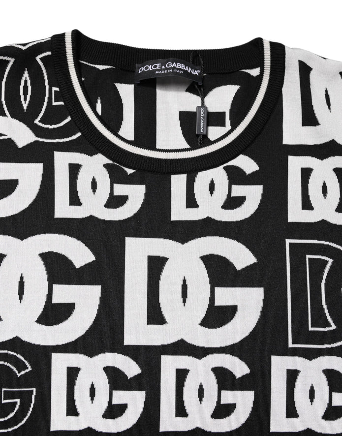 Black White Silk Knit DG Print T-shirt