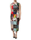 Multicolor Patchwork Sleeveless Sheath Dress